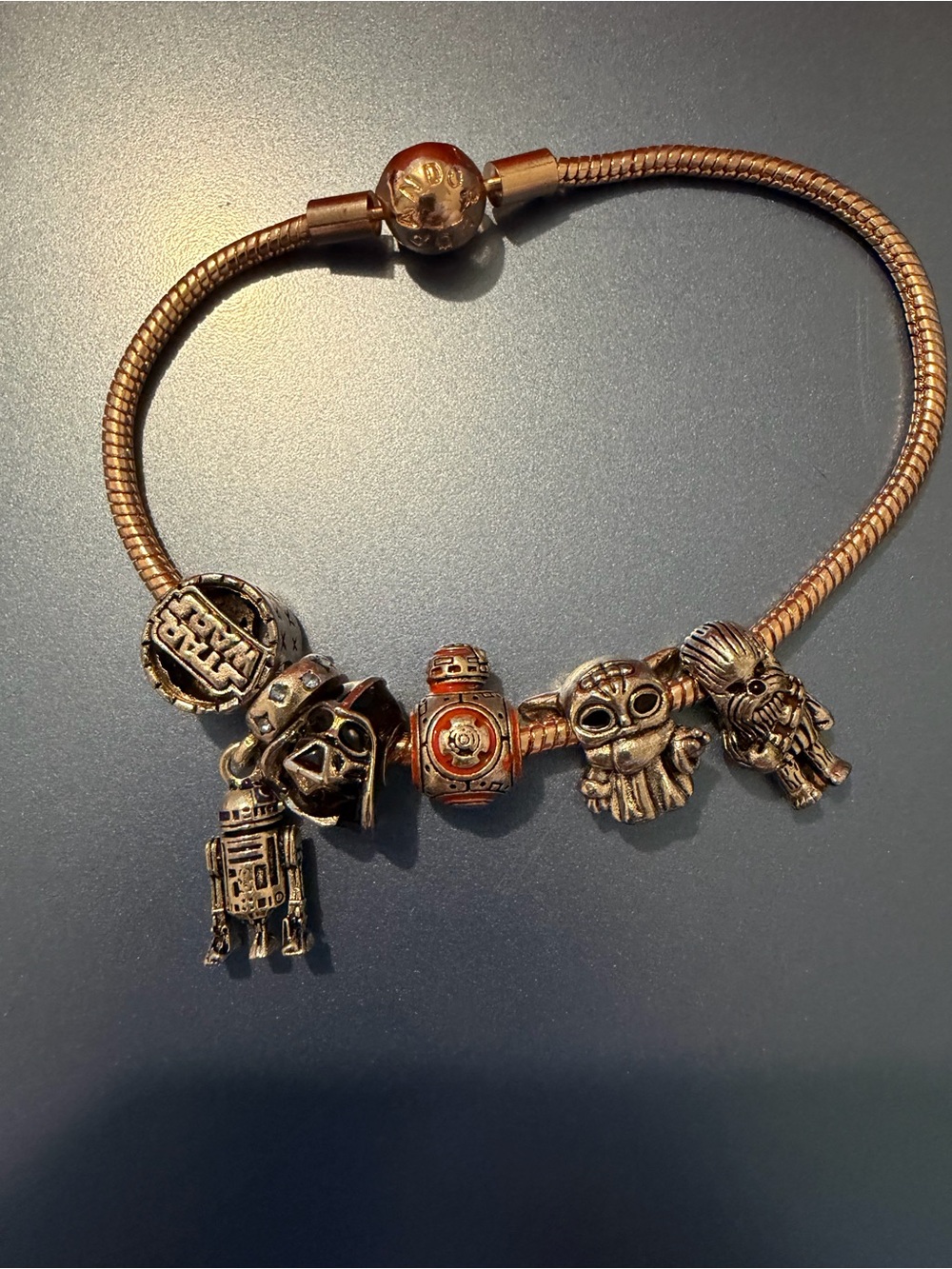 Pandora style Star Wars Charm Bracelet with Silver and Orange Accents - Picture 5 of 5